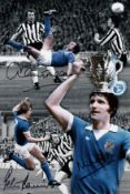 Football autographed Manchester City 12 X 8 Photo Colorized, Depicting A Montage Of Images