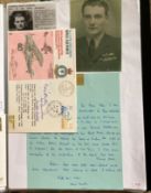 WW2 BOB fighter pilot Charles Overton 609 sqn signed cover and letter fixed with biography to A4