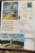 WW2 BOB fighter pilots Norman Woodland 236 sqn signed Avro 504 cover plus BOB Memorial postcard