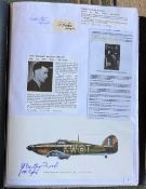 WW2 BOB fighter pilots David Easton 249 Sqn small signature piece and John Bentley Beard 249 Sqn