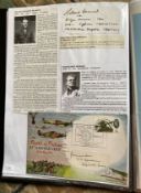 WW2 BOB fighter pilots Roland Beamont 87 sqn signature and profile print plus 1965 BOB cover