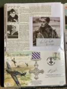 WW2 BOB fighter pilots Arthur Leigh 64 Sqn signed BOB cover and signature of David Bell Salter 253