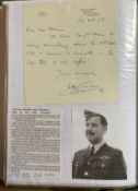 WW2 BOB fighter pilot William Satchell 302 sqn hand written note fixed with biography to A4 page.