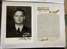 WW2 BOB fighter pilot James Hayter 103 sqn signed 6 x 4 b/w photo fixed with printed biography to A4