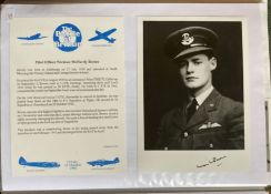 WW2 BOB fighter pilot Norman Brown 41 sqn signed 6 x 4 b/w photo with printed biography fixed to