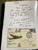 WW2 BOB fighter pilot Andrew Humphrey 266 sqn signed letter plus RAF Upavon cover signed by him