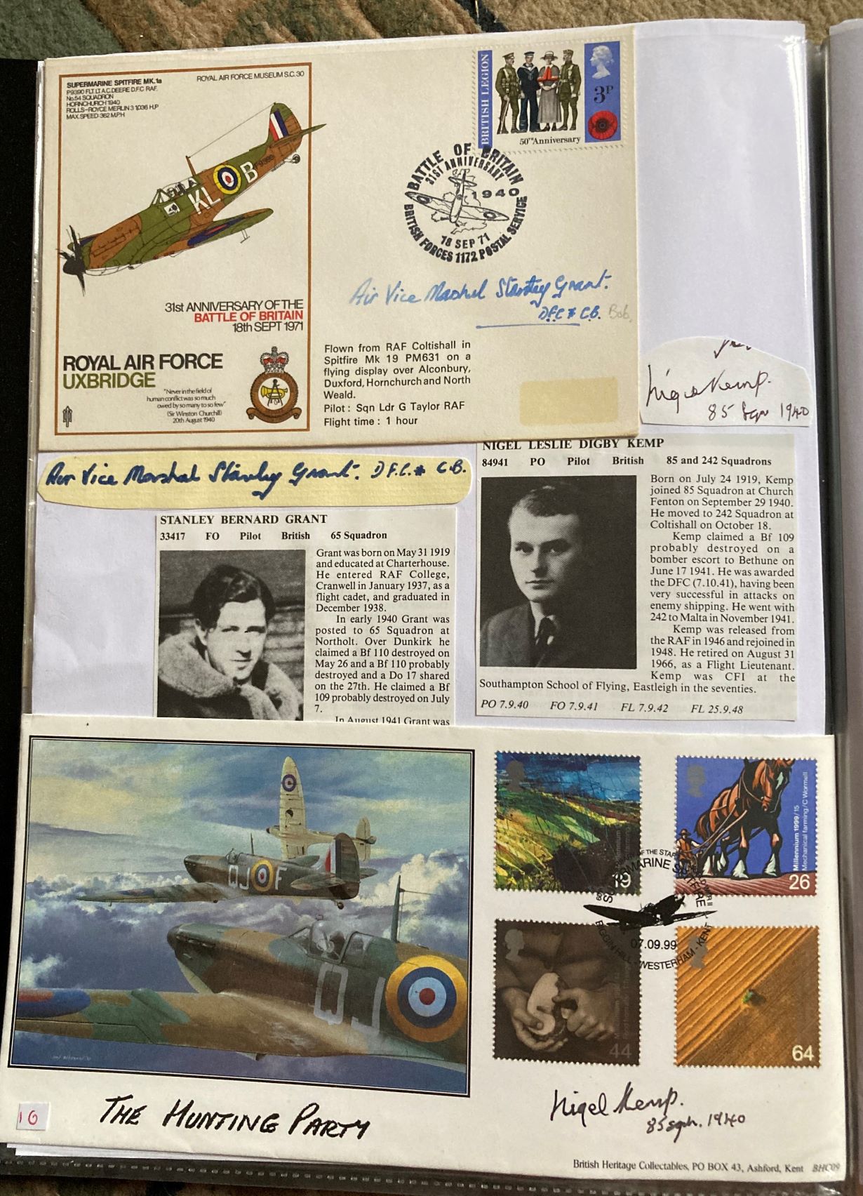 WW2 BOB fighter pilots Nigel Kemp 85 sqn signed Spitfire FDC, and AVM Stanley Grant 65 sqn signed