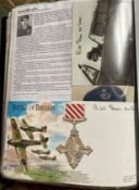 WW2 BOB fighter pilot Bill Green signed photo and BOB cover fixed with biography to A4 page. WW2 RAF