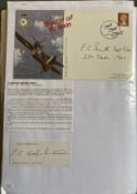 WW2 BOB fighter pilot Laurence Smith 234 Sqn signed BOB cover with signature piece fixed with