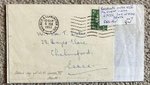 1952 cover postmarked on 6/2/52 the day King George VI died. All autographs come with a