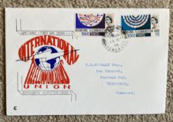 1965 ITU anniversary FDC with neat typed address and Somerset CDS postmark. All autographs come with