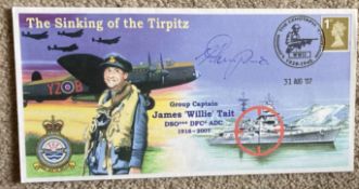 WW2 617 sqn Adjutant Harry Humphries signed Sinking of the Tirpitz cover dedicated to Grp Capt James