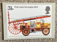 Rare Fire Engines 3 1/2p Mint PHQ card PHQ6, Cat £65. First motor fire Engine 1904. All autographs