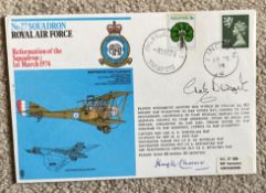 Great War veterans Chaz Bower and Hugh Chance signed 27 sqn RAF cover. All autographs come with a