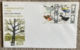 1966 Birds FDC 4 x 4d stamps London FDI postmark. All autographs come with a Certificate of
