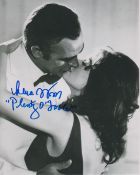 Lana Wood James Bond signed 10 x 8 inch b/w photo kissing Sean Connery. All autographs come with a
