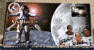 Apollo15 moonwalker Dave Scott and CMP Alfred Worden signed Space cover NASA Astronauts. 2001 30th