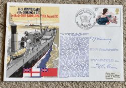 Great War veterans Capt Manning, Capt Green signed 65th ann sinking of U27 by Q ship Baralong Navy