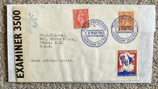 1943 Censor Mail with Examiner 3500 wrapper Czechoslovakia Field postmarks and Free Czechoslovakia