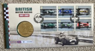 2007 Grand Prix Royal Mint FDC with Stirling Moss coin inset. All autographs come with a Certificate