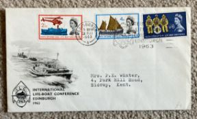 1963 Lifeboat FDC with Neat Typed address and Edinburgh special slogan postmark. All autographs come