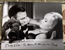 Shirley Eaton signed James Bond Goldfinger 10 x 8 inch b/w photo. Scene with Sean Connery with