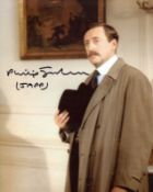 Poirot 8x10 TV series photo signed by Inspector Japp actor Philip Jackson. All autographs come