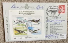 WW2 Luftwaffe and Ulrich Steinhilper and BOB ace John Keatings signed 50th ann Flugplatz Gutersloh