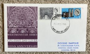 1966 Westminster Abbey FDC with London FDI postmark. All autographs come with a Certificate of