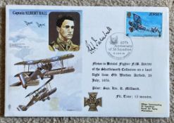 Great War RFC 56 sqn veteran pilot Eric Turnbull signed HA2b Captain Albert Ball VC DSO MC RFC cover