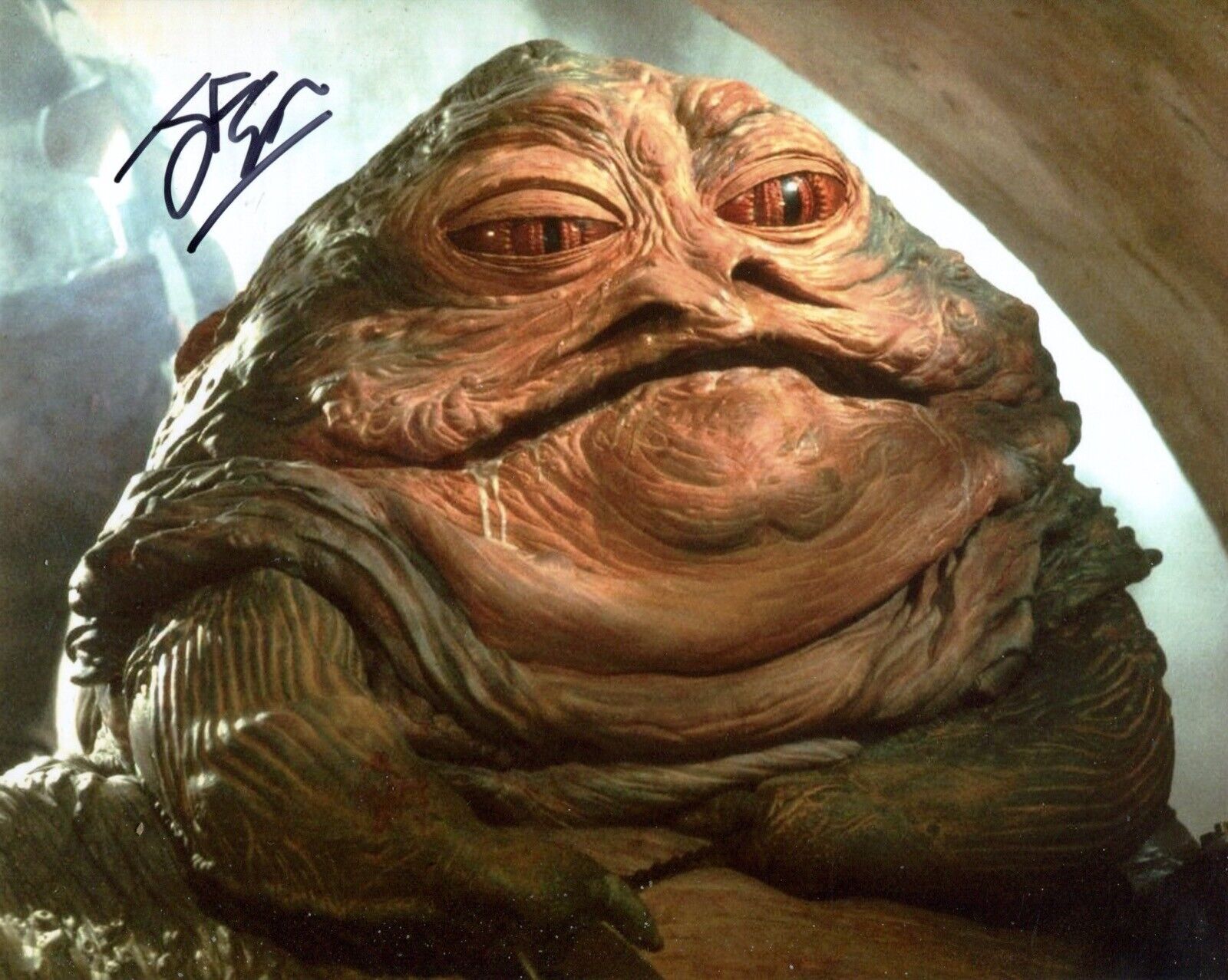 Star Wars Return of the Jedi Jabba the Hutt scene photo signed by John Coppinger 10 x 8 inch