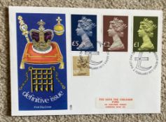 1977 High Values FDC £5, £2, £1, 50p with Windsor FDI postmark. All autographs come with a