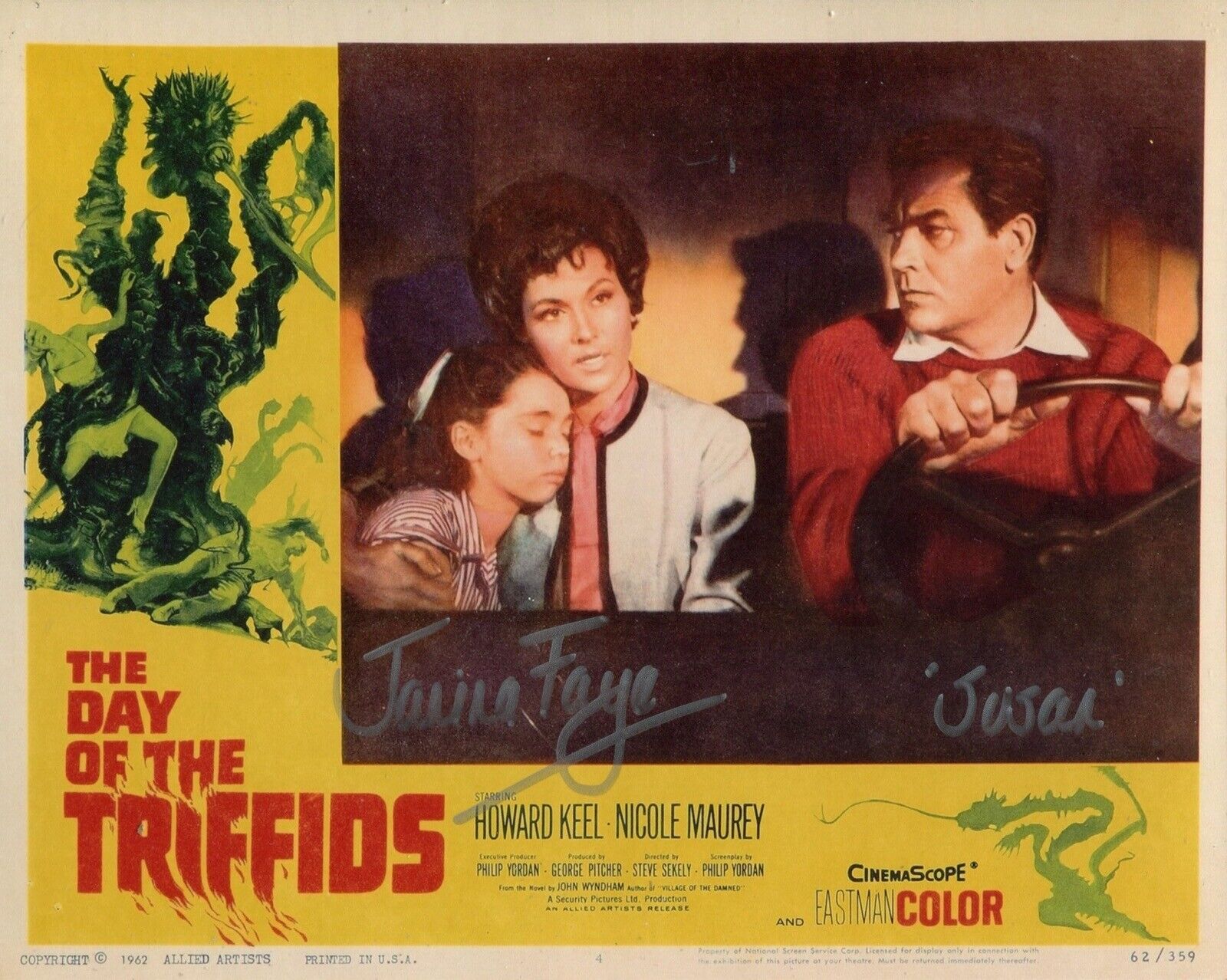 The Day of the Triffids 1962 sci-fi movie photo signed by actress Janina Faye 10 x 8 colour picture.