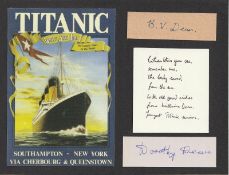 Rare Titanic signed display. An 8 x 6 Mount, Black card with Titanic postcard and Original