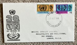 1965 United Nations FDC with neat typed address and London FDI postmark. All autographs come with