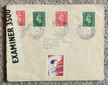 1943 Censor Mail with Examiner 3500 wrapper Czechoslovakia Field CDS postmarks and Free