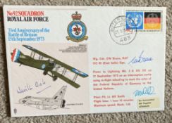 WW2 fighter ace Neville Duke DSO DFC AFC signed 92sqn 33rd ann BOB cover. All autographs come with a