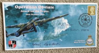 WW2 Operation Obviate Tirpitz raid cover signed by 617 sqn veterans Benny Goodman, Jim Sollieux