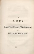 A Copy of The Last Will and Testament of Thomas Guy Esq. Printed for the Governors of Thomas Guy