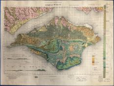 A rolled-up Ordnance Survey map of The Geological Survey of the Isle of Wight. Dated 1885. Printed