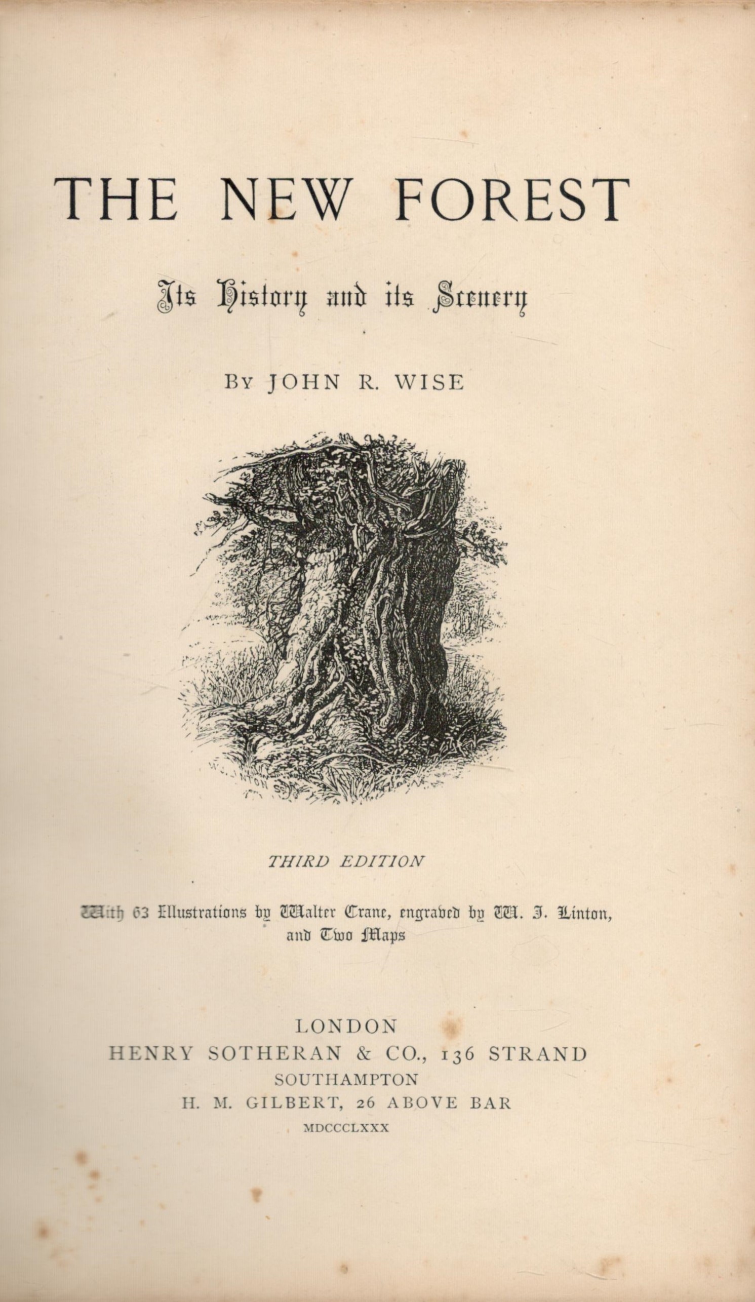 John R. Wise The New Forest: Its History and Its Scenery. Third edition 1880. With 63 - Image 2 of 2