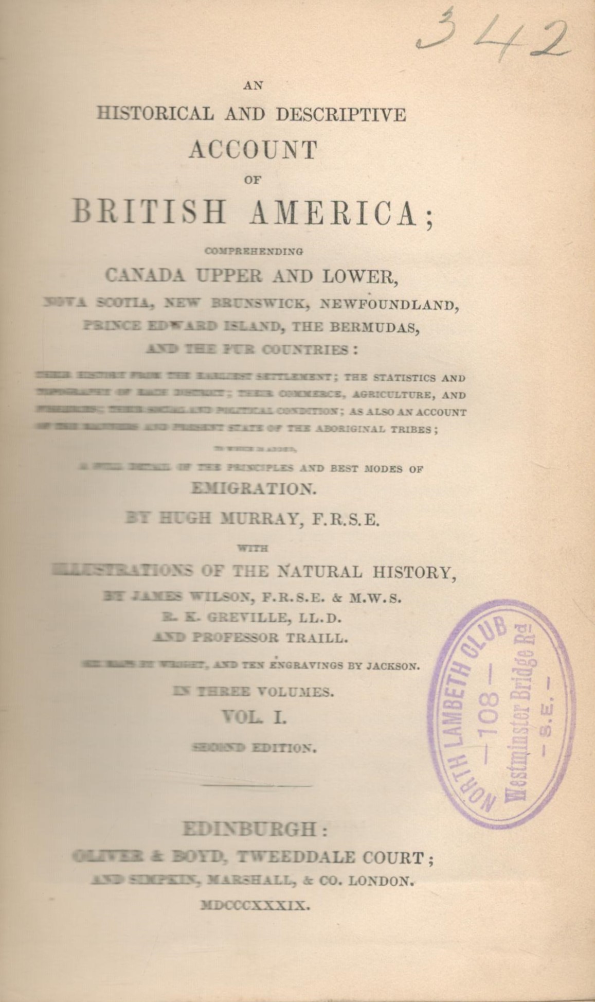 Hugh Murray F. R. S. E. An Historical Account of British America; comprehending Canada Upper and - Image 2 of 2