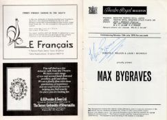 Theatre Royal Brighton programme for Max Bygraves, July 1976. Signed by Max Bygraves. Including 2