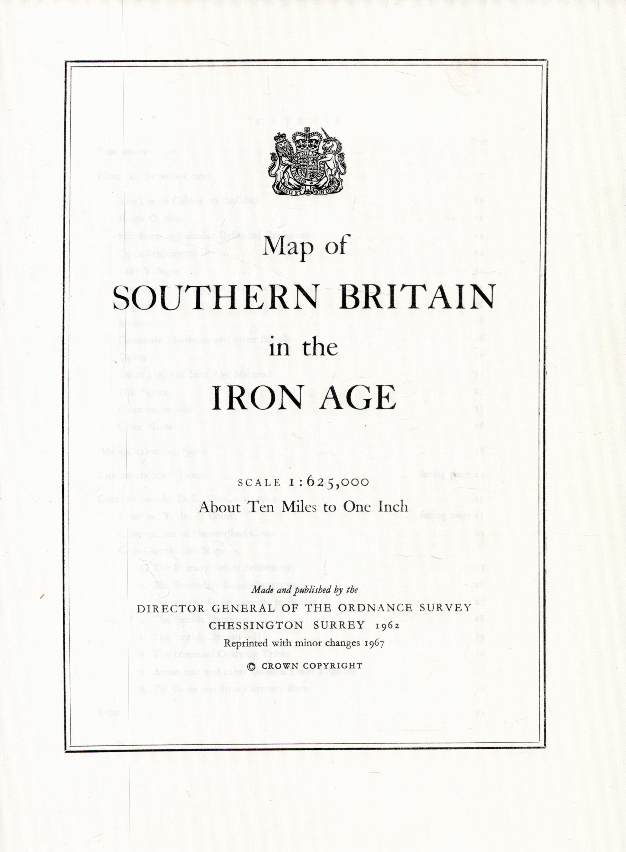 Ordnance Survey map of Southern Britain In the Iron Age. Scale 1:625,000. About ten miles to one - Image 2 of 2