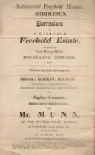 Sales Notice. 7½ x 12½ of freehold houses, Middlesex. Particulars of a valuable freehold estate.