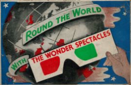 Round the World With The Wonder Spectacles A book of 3 dimensional pictures - complete with Wonder
