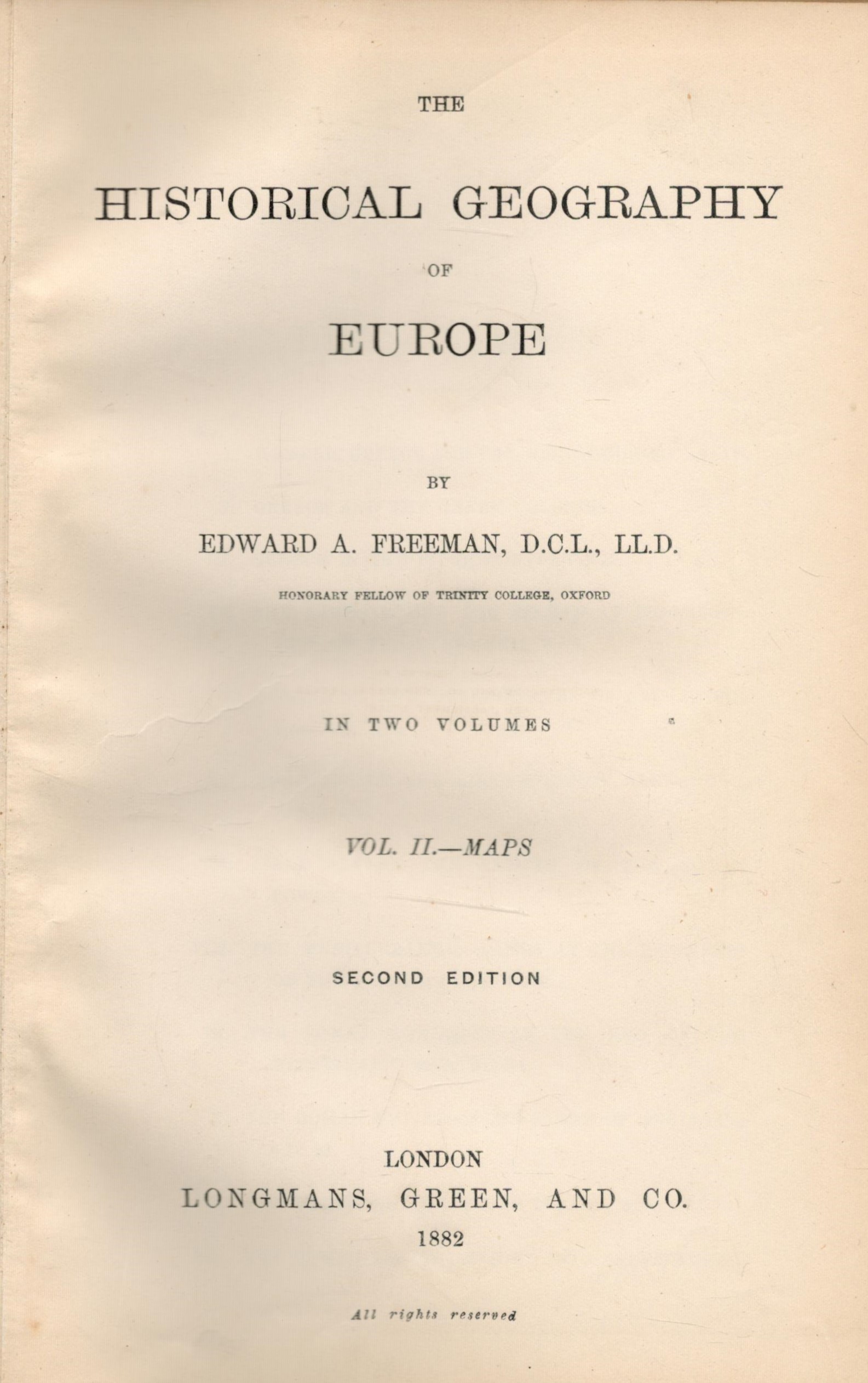 Edward A Freeman The Historical Geography of Europe. In two volumes. Volume two only offered here. - Image 2 of 2