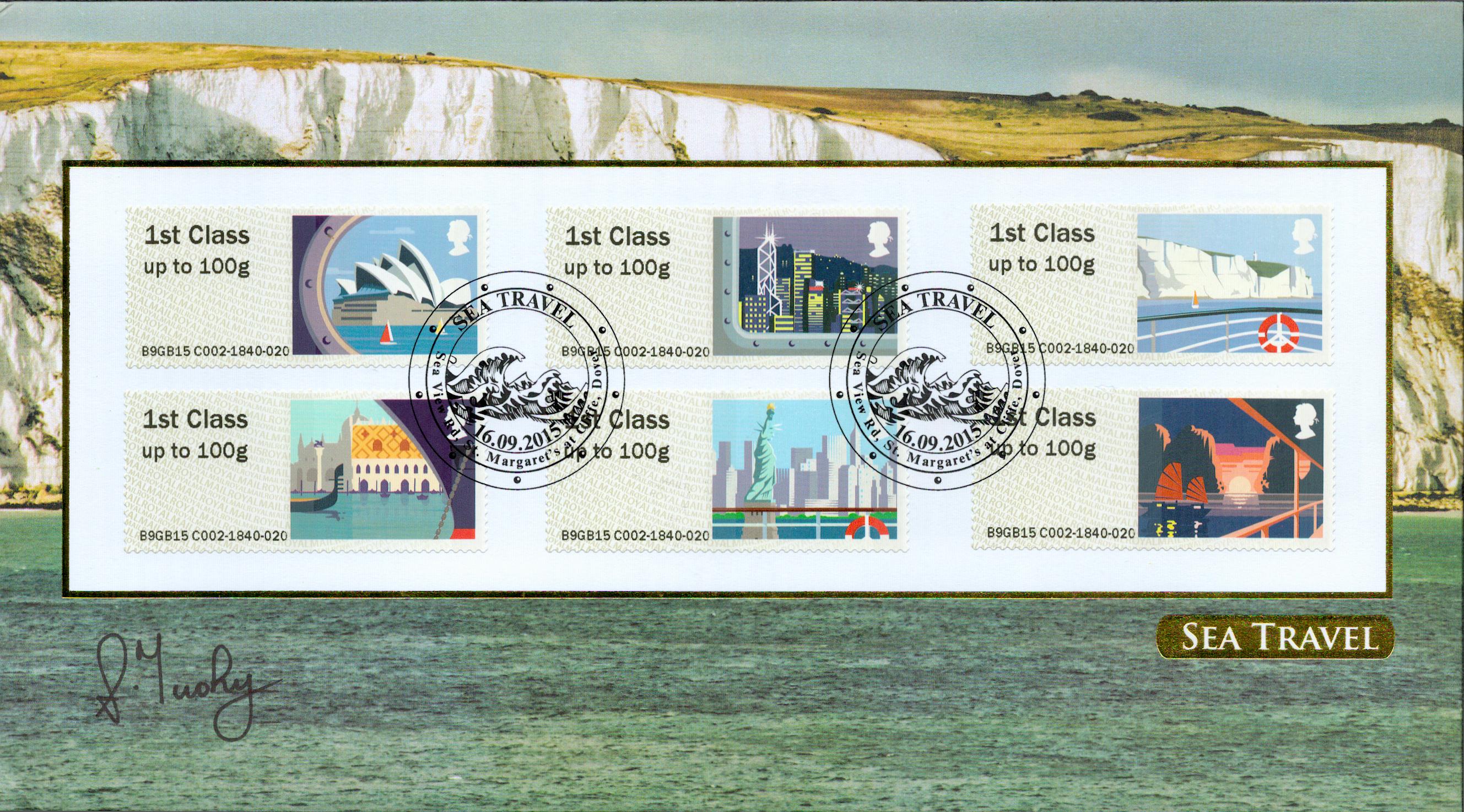 Andy Tuohy signed Sea Travel FDC. 16/9/2015 St Margarets at Cliffe postmark. All autographs come