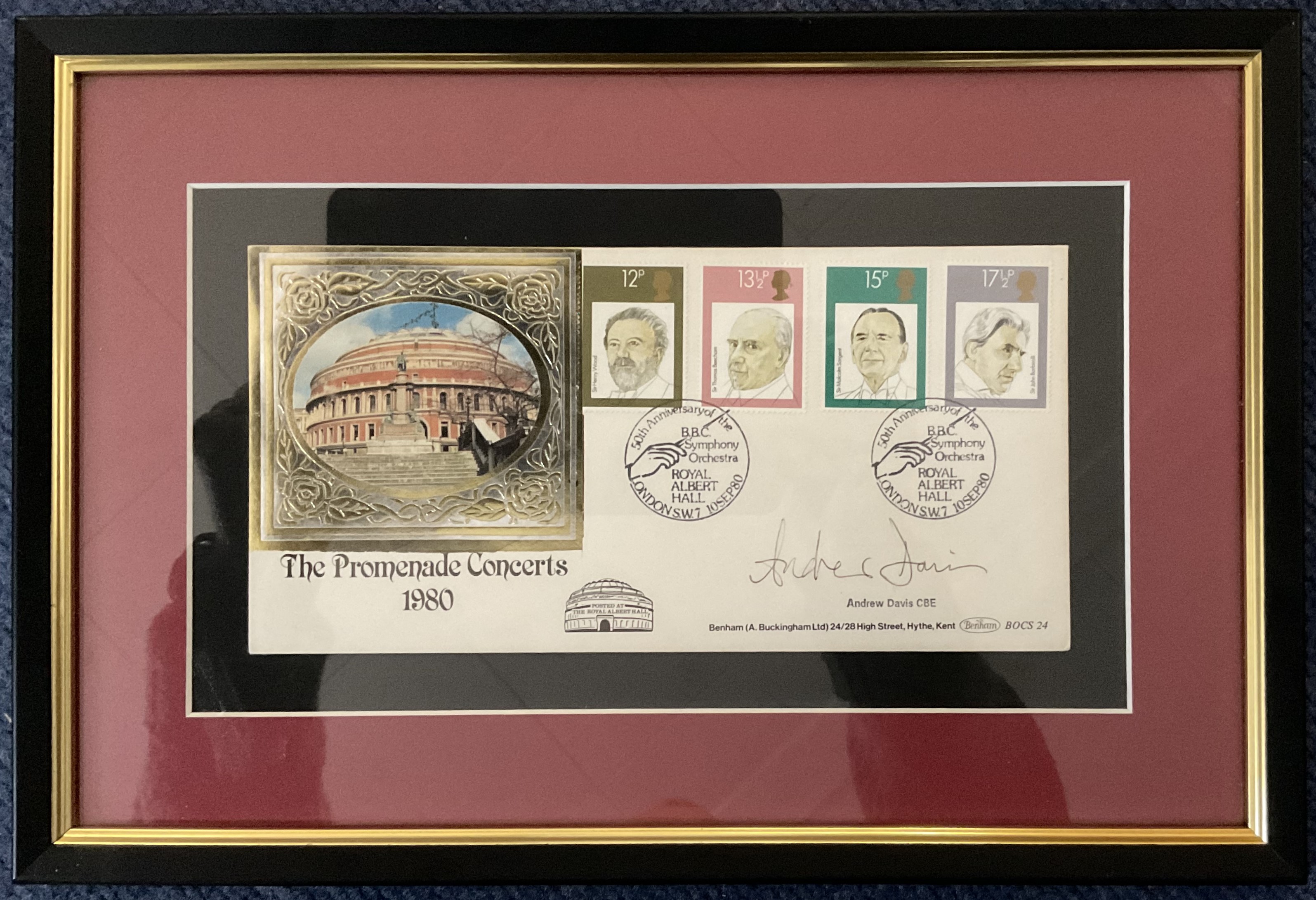 Andrew Davis CBE 14x9 mounted and framed The Promenade Concerts 1980 Benham FDC double pm 50th