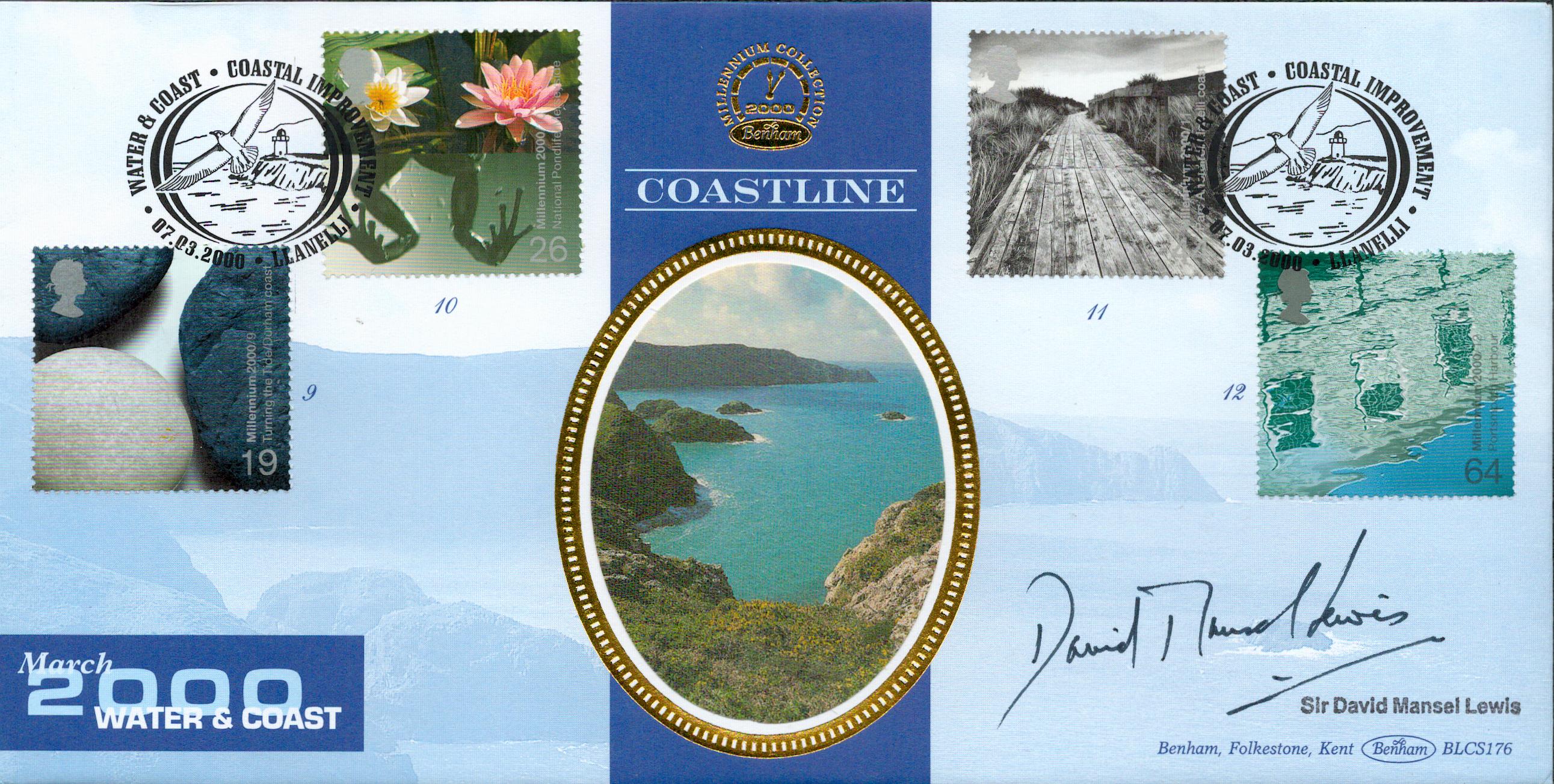 Sir David Mansel Lewis signed 2000 Water and Coast FDC. 7/3/2000 Llanelly postmark. All autographs